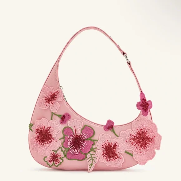 JW PEI light pink floral purse flowers handbag bag spring summer - Picture 1 of 5